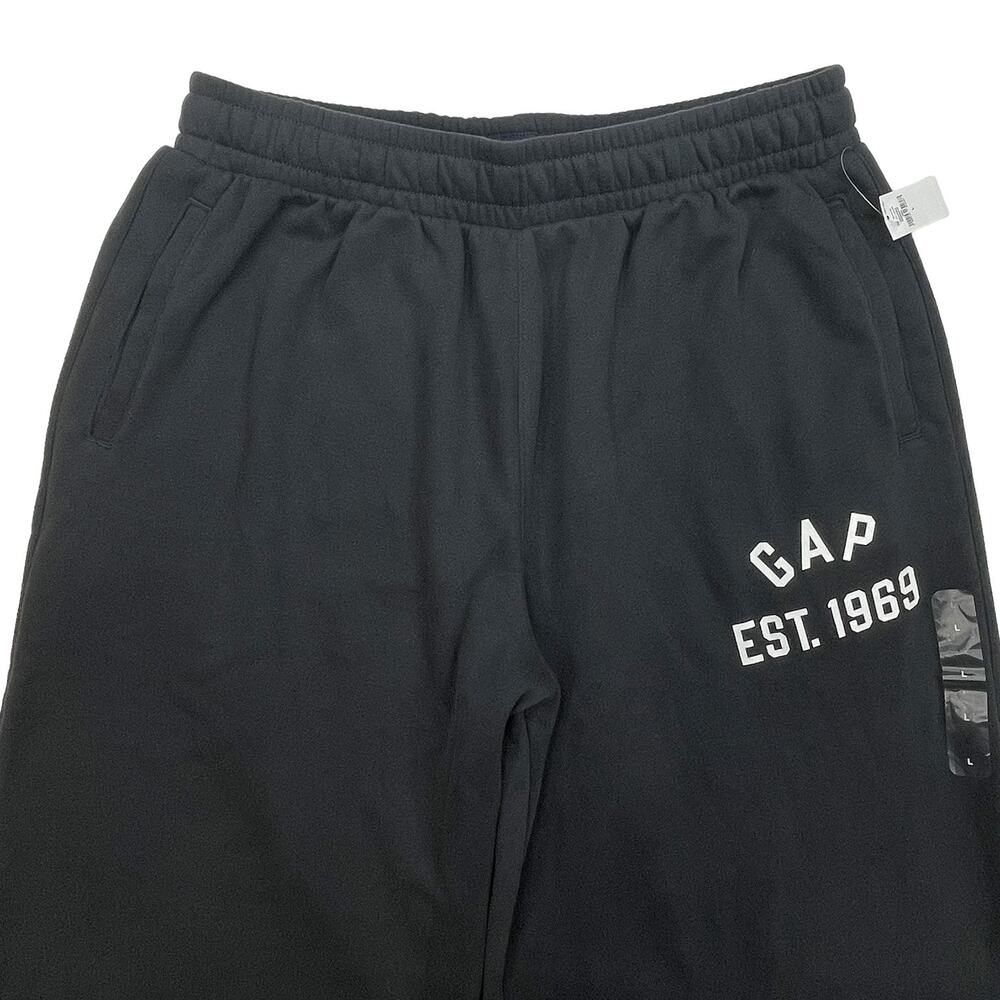 GAP Men's Baggy Fit Logo Pants Sz L New $60 Black Relaxed Fleece Lounge Sweats - Picture 4 of 9
